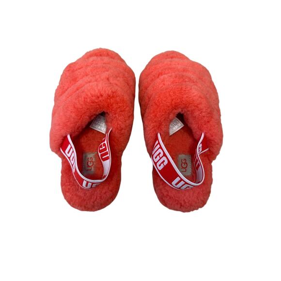 UGG Fluff Yeah Slides Neon Coral/Orange Size 6 - Picture 3 of 6